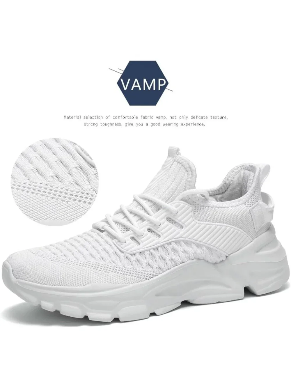 Men's White Lightweight Athletic Running Walking Non Slip Sneakers Shoes